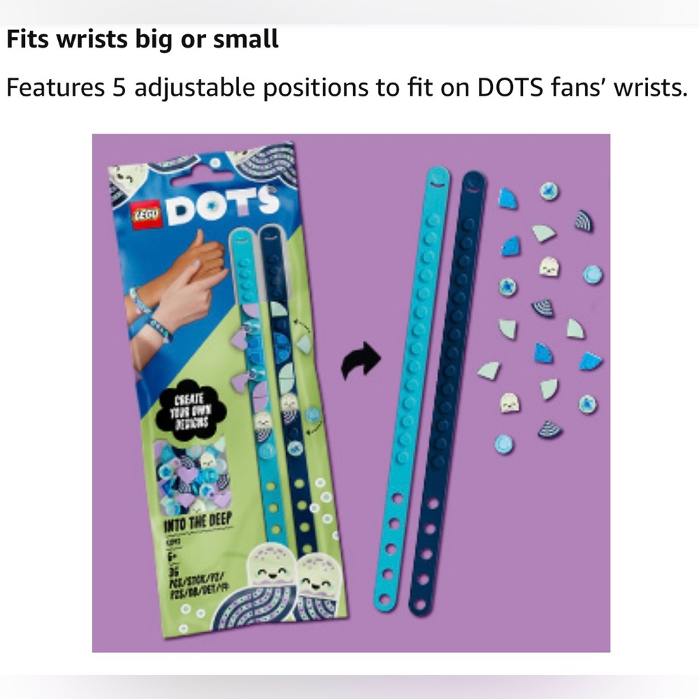 NWT LEGO DOTS Into the Deep Bracelet Set - Blue, Green, Purple - Picture 10 of 15